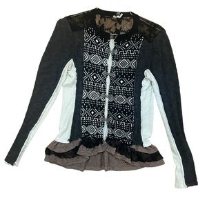 BKE cardigan small. Ruffled bottom. Lace back. Timeless clasps